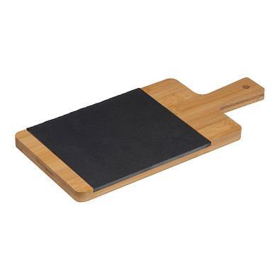 Bambusbrettchen mit Schiefereinsatz, beige