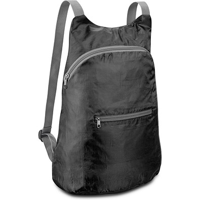 BARCELONA. Faltbarer Rucksack aus 210D Ripstop Polyester, Schwarz