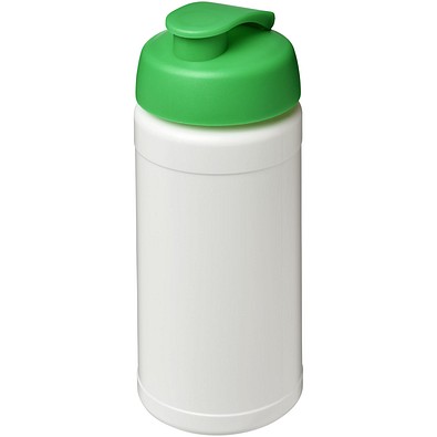 Baseline 500 ml recycelte Sportflasche mit Klappdeckel, weiß/grün