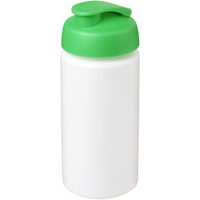 Baseline® Plus grip 500 ml Sportflasche mit Klappdeckel, weiß/grün