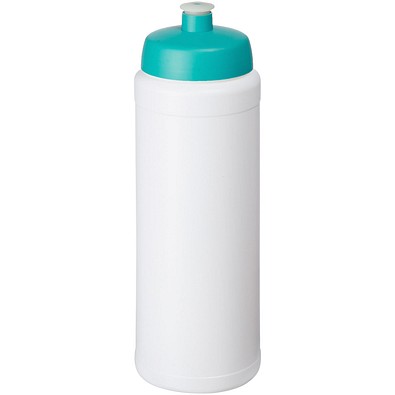 Baseline® Plus grip 750 ml Sportflasche mit Sportdeckel, weiß/aquablau