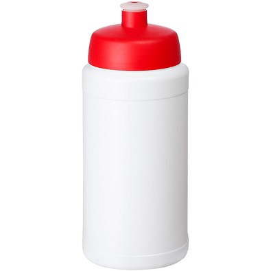 Baseline Recycelte Sportflasche, 500 ml, weiß/rot