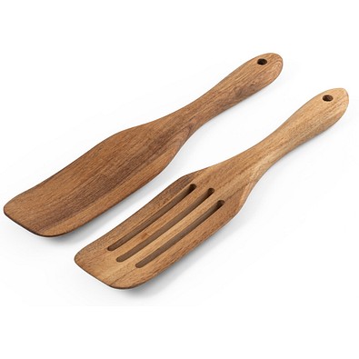 BATALI. Set aus zwei Besteckteilen aus Akazienholz, Natur - dunkel