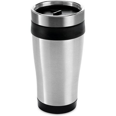 BATUM. Reisebecher aus Edelstahl und PP, 420 ml, Schwarz