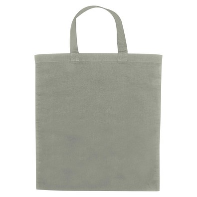 Einkaufstasche Baumwolle, kurze Henkel, grau