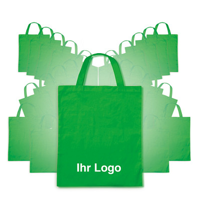 Werbe-Sparset: Baumwolltaschen, 100-tlg., inkl. Druck, kurze Henkel, apfelgrün Werbe-Sparset: Baumwolltaschen, 100-tlg., inkl. Druck, kurze Henkel, apfelgrün