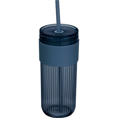 Becher mit Trinkhalm, 660ml SOLEDAD, dunkelblau