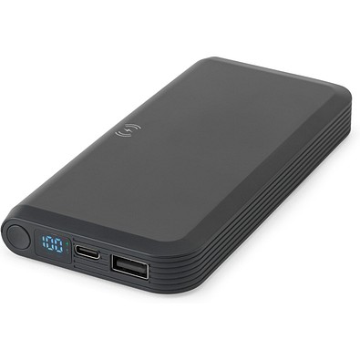 BECKER 10. 10'000 mAh Powerbank aus recyceltem ABS (100% rABS) mit 15W superschnellem kabellosem Ladegerät, Schwarz
