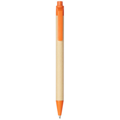 Berk Druckkugelschreiber aus recyceltem Karton und Mais, schwarze Mine, orange