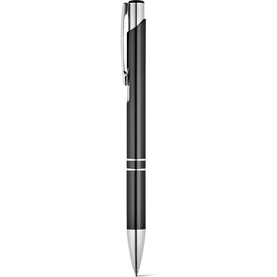 BETA. Aluminium-Kugelschreiber mit Clip, Schwarz