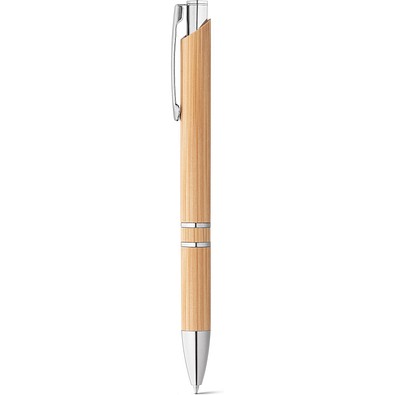 BETA BAMBOO. Kugelschreiber aus Bambus mit Clip und Details aus Metall, Natur