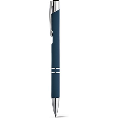 BETA SOFT. Kugelschreiber aus Aluminium mit Gummifinish, Blau