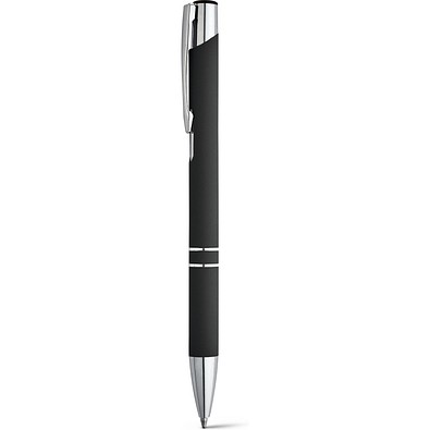 BETA SOFT. Kugelschreiber aus Aluminium mit Gummifinish, Schwarz