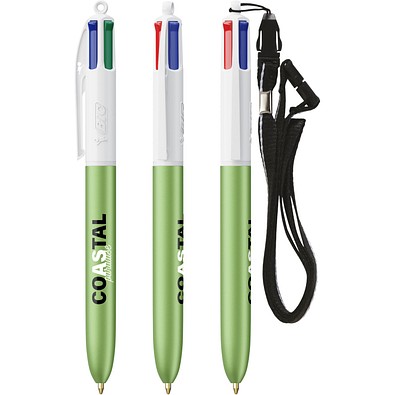 BIC® 4 Colours® Glacé mit Schlüsselband Grün Glasiert / Weiß
