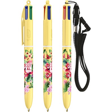 BIC® 4 Colours® Pastell + Schlüsselband Pastellgelb