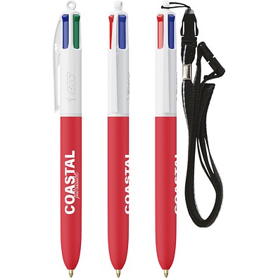 BIC® 4 Colours® Soft mit Lanyard Weiß/Rot Weich