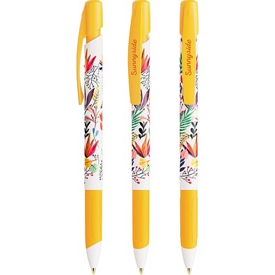 BIC® Media Clic Grip Ecolutions® Kugelschreiber Weiß/Gelb Blaue Tinte