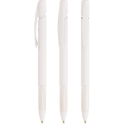 BIC® Media Clic Grip Kugelschreiber Weiß/Gefrostetes Weiß Blaue Tinte