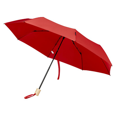 Birgit 21 Zoll faltbarer winddichter Regenschirm aus recyceltem PET, rot