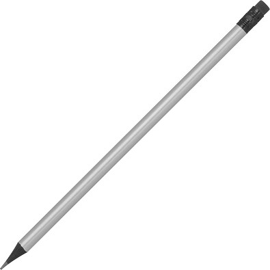 Bleistift mit Radiergummi in Metallic-Farben, silber