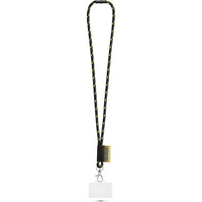 BRIDPORT. SET Lanyard NAUTIC Long (Ø 7 mm) mit 9 mm Auslösekarabiner, Ø 7 mm Sicherheitsverschluss und 91 x 68 mm starrem Ausweis-/Kartenhalter, Schwarz/Gelb