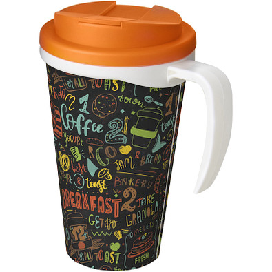 Brite-Ameriano® Grande 350ml Isolierbecher, auslaufsicher, weiß/orange