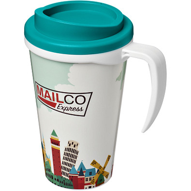 Brite-Americano Grande Isolierbecher, 350 ml, weiss,aquablau