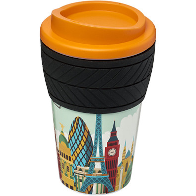 Brite-Americano Isolierbecher mit Schutzring Reifen-Design, 350 ml, orange