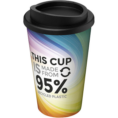 Brite-Americano® Recycled 350 ml Isolierbecher, weiß/schwarz