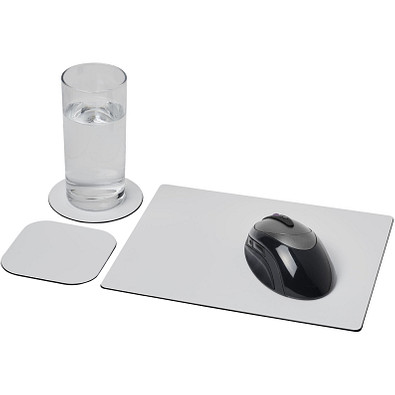 Brite-Mat® Mauspad- und Untersetzer-Set 1, je 1 Untersetzer, rund / eckig, schwarz