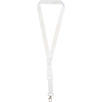 Bucks Sublimation Lanyard mit Schnappverschluss aus recyceltem PET Kunststoff, weiss, 25mm