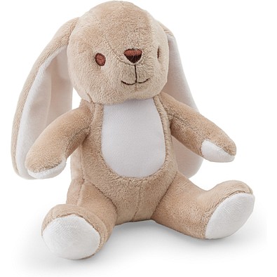 BUGS. Plüschtier aus Polyester in Form eines Hasen, mit Stoff, der sich zur Personalisierung eignet, Beige