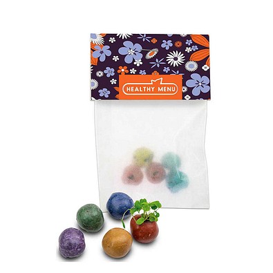 Bunte Mini Flower-Balls inkl. Samen - Ostern, inkl. Druck, individuell