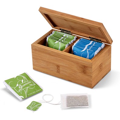 BURDOCK. Teebox aus Bambus mit 2 Fächern und einem Magnetverschluss, Natur