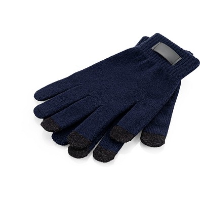 BURROW. Handschuhe aus recyceltem Polyester (100% rPET), mit Tastspitzen, Dunkelblau