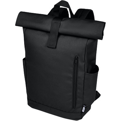 Byron 15,6 Zoll GRS RPET Roll-Top Rucksack 18 L, schwarz