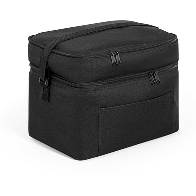 CANCUN LARGE. Kühltasche aus 600D, recyceltem Polyester, mit verstellbarem Gurtband 14 L, Schwarz