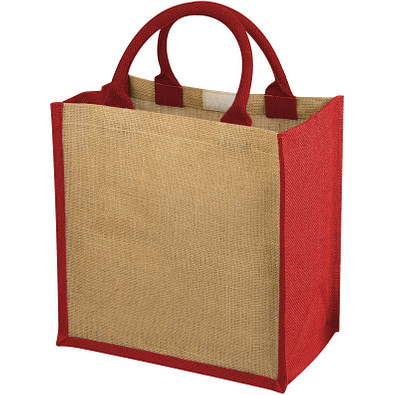 Chennai Jute Tragetasche, natur,rot