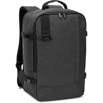 CIES. Rucksack, entwickelt um die von den Fluggesellschaften geforderten Massvorgaben zu erfüllen, aus hochdichtem, recyceltem 600D-Polyester, Dunkelgrau