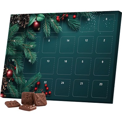Classic Tisch Adventskalender, Blister gefüllt, Alpenmilch Schokotäfelchen, Edle Tannenzweige