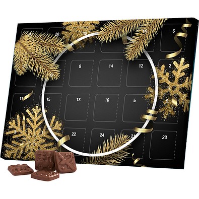 Classic Tisch Adventskalender, Blister gefüllt, Alpenmilch Schokotäfelchen, Edle Weihnacht