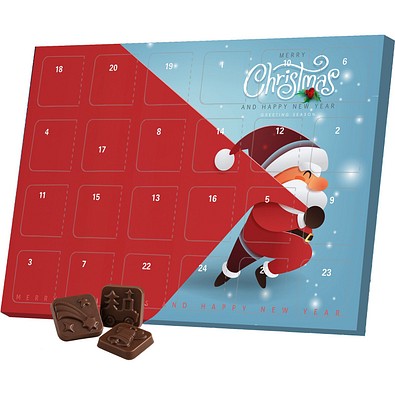 Classic Tisch Adventskalender, Blister gefüllt mit kakaofreier Schokoladen-Alternative, Little Santa