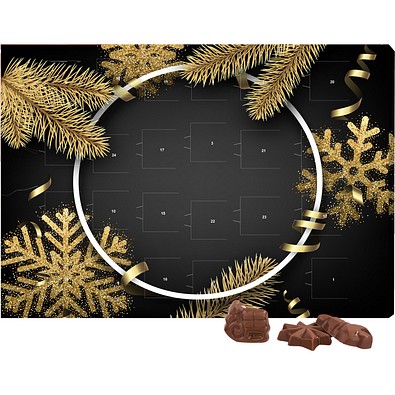 Classic Wand Adventskalender, Querformat, gefüllt mit Friedel Schokolade, Edle Weihnacht