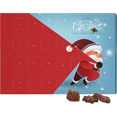 Classic Wand Adventskalender, Querformat, gefüllt mit Friedel Schokolade, Little Santa
