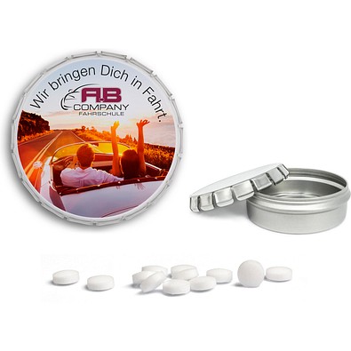 Clic Clac Box, 50 g, zuckerhaltige Pfefferminztabletten, blank, inkl. Druck