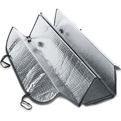 CRADLE. Sonnenschutz für Autos mit PE- und Aluminiumbeschichtung, Silber