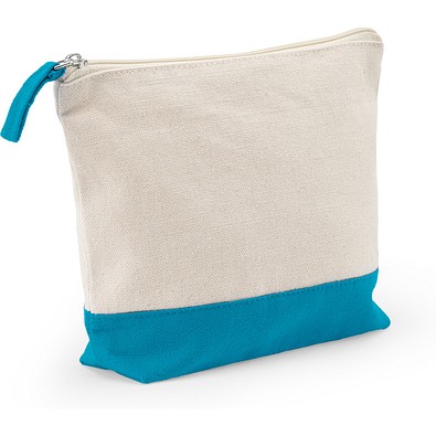 DAPHNE. Kosmetiktasche aus 100 % Baumwolle (340 g/m²), zweifarbig, Hellblau