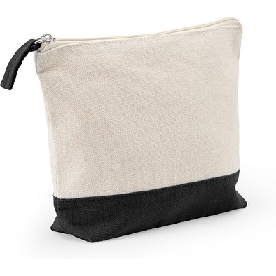 DAPHNE. Kosmetiktasche aus 100 % Baumwolle (340 g/m²), zweifarbig, Schwarz