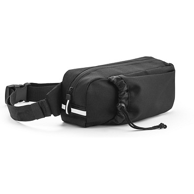 DELFOS POUCH. Gürteltasche aus 300D recyceltem Polyester und 600D recyceltem Polyester mit reflektierenden Elementen, Schwarz