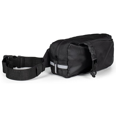 DELFOS POUCH SHINY. Gürteltasche aus 300D recyceltem Polyester (glänzende Oberfläche) und 600D recyceltem Polyester mit reflektierenden Elementen, Schwarz